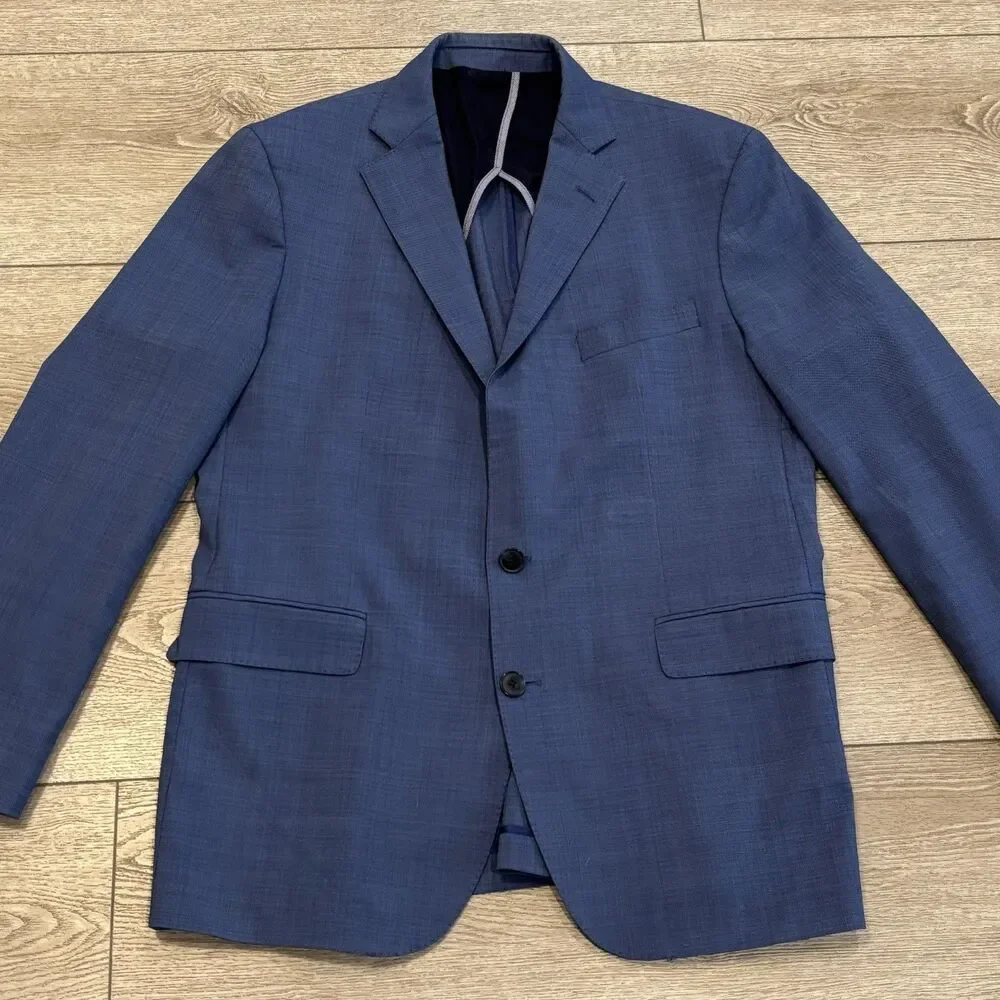 Cole Haan Grand OS Blazer Jacket 2 Button Blue Men’s 44R Wool Spandex Blend‎